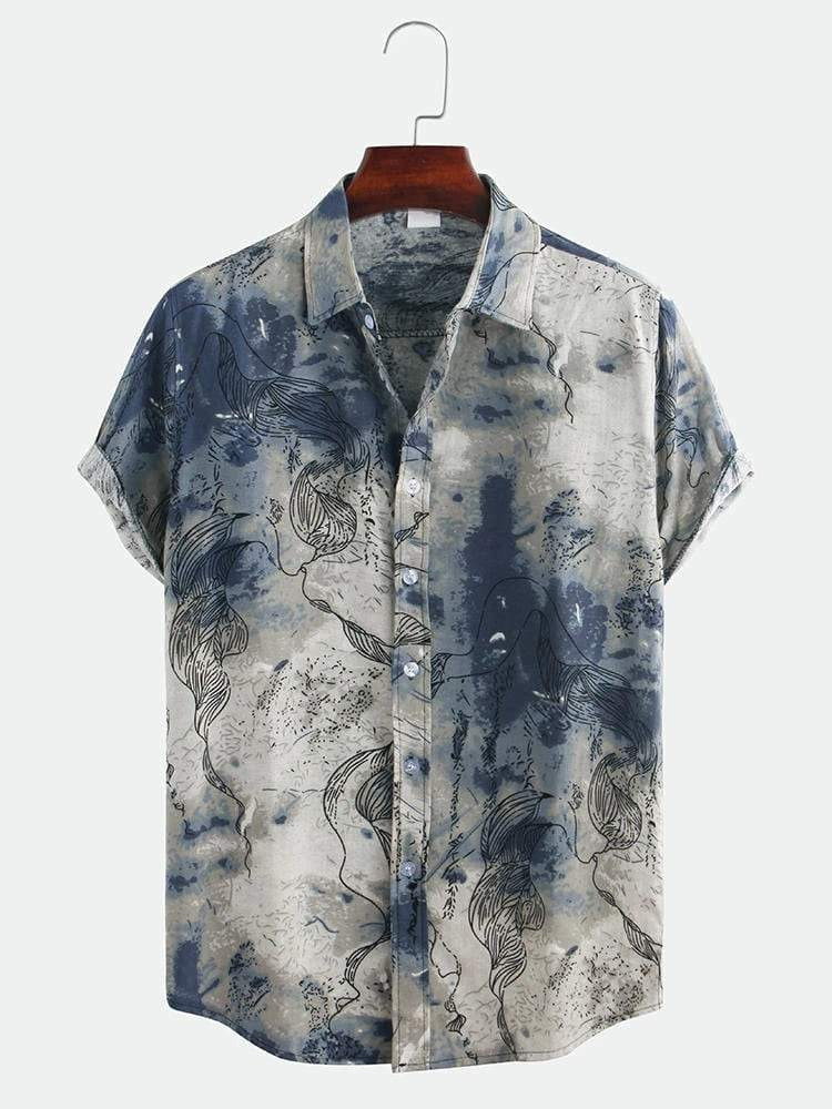 Abstract Element Pattern Printed Shirts For Mens