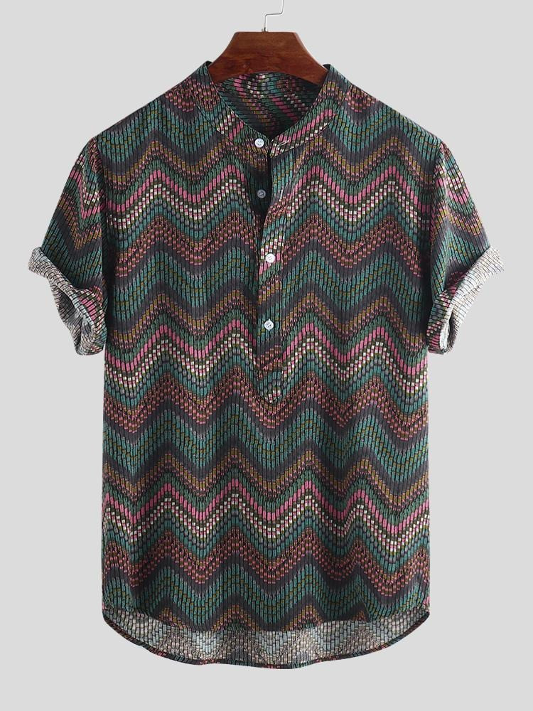 Abstract Element Pattern Print Breathable Shirts