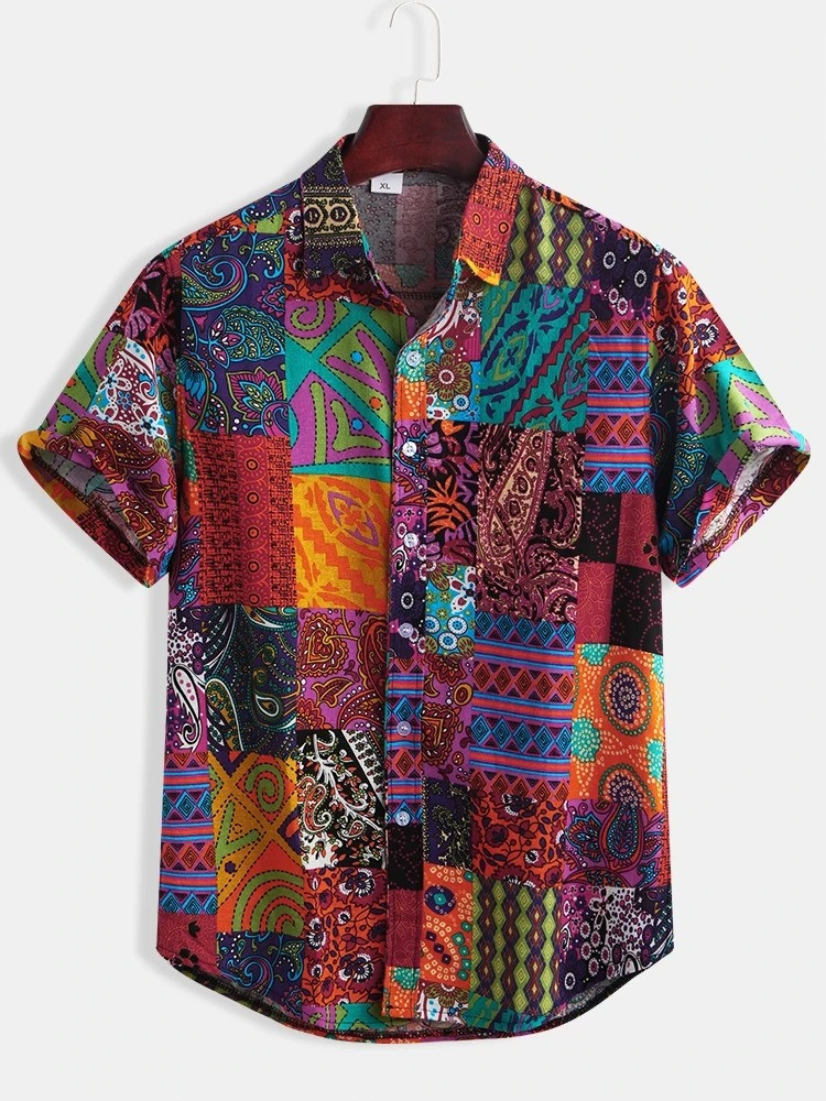 Abstract Element Pattern Printed Shirts For Mens